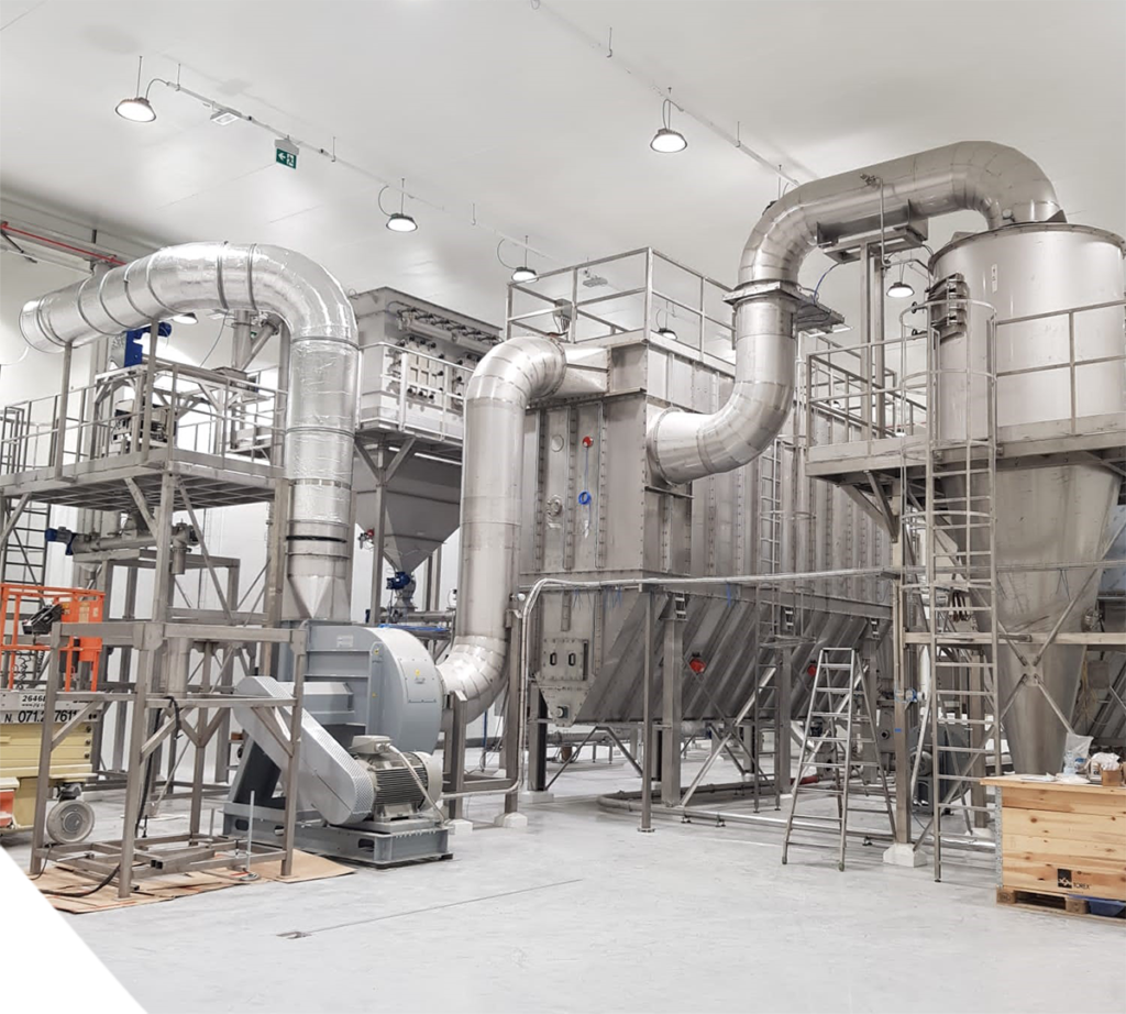Impianto industriale di atomizzazione settore alimentare